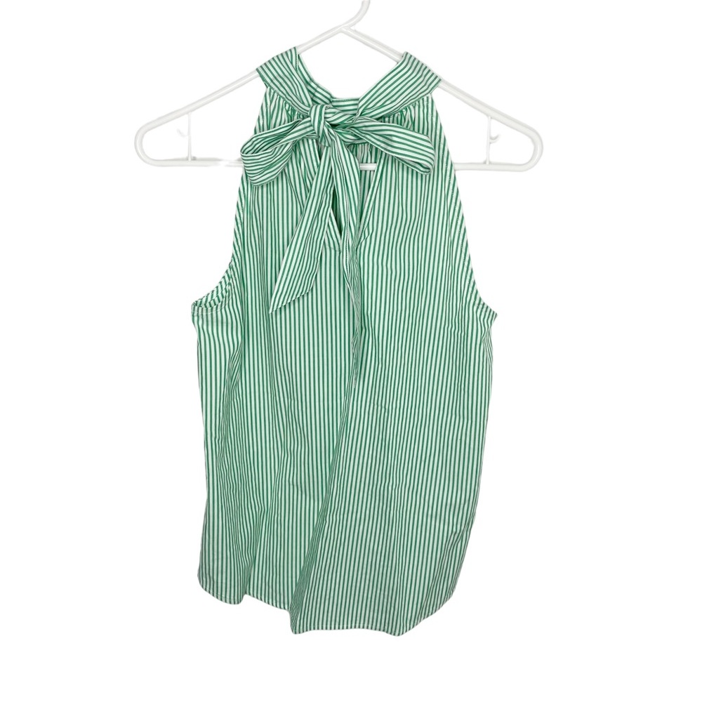 J.Crew pin stripe high neck tank green white preppy size 00 c - Picture 5 of 5